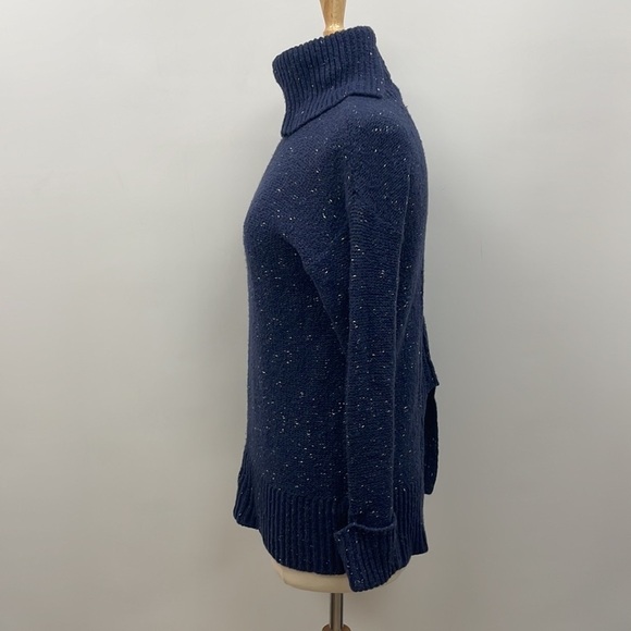 Caslon Marled Chunky Knit Turtleneck Long Sleeve Sweater Merino Wool Blue XS - Picture 2 of 9